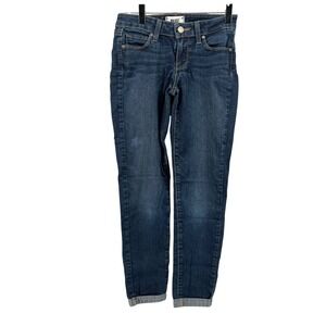 Paige Kylie Crop Amelia Skinny Jeans Blue Denim Mid Rise Stretch Size 24 WJ393